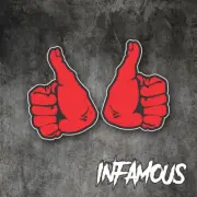 TRUCKERS THUMB LEFT AND RIGHT 150mm H VINYL STICKER RED trucking 4x4 aussie