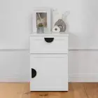 NNEDSZ PORTO BEDSIDE TABLE - WHITE - HAMPTONS - HALF MOON BLACK
