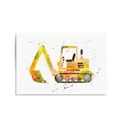 Yellow Digger Boys Bedroom Nursery Toddler Art #2