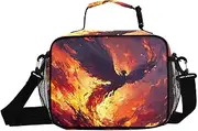 Fly Phoenix Fire Insulated Lunch Box for Women Men - Ideal for Work, Picnics - Includes Adjustable Shoulder Strap