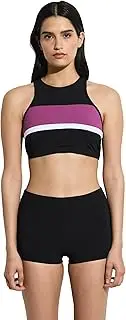 [Gottex] Women's Free Sport Beach High Neck Bikini Swim Top-Built-in Soft Cups, Adjustable Straps, Front Lining, Racer Back, Black