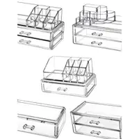 在飛比找ETMall東森購物網優惠-桌面收納盒透明加厚多層化妝品口紅唇釉眉筆展示架迷你小抽屜盒