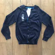 NEW Jacadi Paris Boy’s Navy Blue Cardigan Button-up Sweater Size 8; 100% Cotton