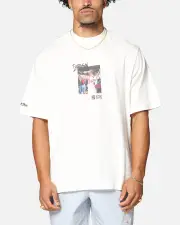 [MITCHELL & NESS] Mitchell & Ness Philadelphia 76ers Allen Iverson Pre & Post Game T-shirt Vintage White - Size S S Vintage White