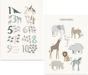 DLPRK Animal Poster, Nursery Poster, Children's Early Learning Digital Baby Room Nursery Poster, Baby Room Decoration