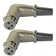 2 Right Angle 90 degree 3pin XLR FEMALE mic cable microphone cord connector jack