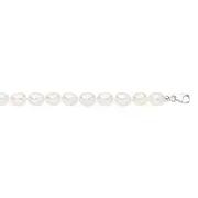 Silver 6mm Rice F/w Pearl Bracelet in White