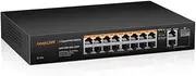 keepLiNK PoE Switch 16 Port with 2 x Gigabit Uplink 1 x 1.25G SFP, 802.3af/at Compliant @240W, Fanless & Slience | Plug & Play | Sturdy Metal | Rack-mountable