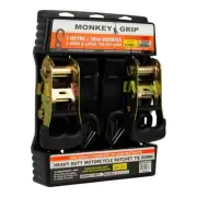 Monkey Grip Motorcycle Motorbike Tie Down Straps 1000KG 3M x 38mm 2 Pack
