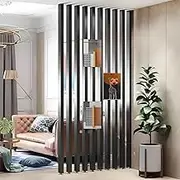10 Pack Wall Partition Room Divider Floor to Ceiling Wooden Slats, Decorative Privacy Screens Partition Post, Wall Screen Room Separation Deviders Column Adjustable Height(Black,175cm/68.8in/5