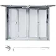 Concession Stand Window with 4 Sliding Screens & Pneumatic Rods, 48"x36"
