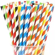 100PCS Biodegradable Paper Straws Bulk, Assorted Colors Drinking Straws for Juice, Shakes, Cocktail, Coffee,Soda, Milkshakes, Smoothies,Celebration Parties and Arts Crafts Projects DPS-100A