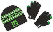 [Bioworld] Minecraft Time To Mine Creeper Kids Beanie & Glove Set, Multicolored, One size