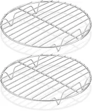 Herogo Cooling Rack Set of 2, Stainless Steel Round Wire Oven Racks for Cooling Baking Cooking Steaming, Rustproof & Smooth Edge, Oven & Dishwasher Safe, Metal Silver (27 cm)