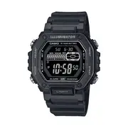Casio Digital Gents Led Dual Alarm 100M Water Resistant Black Ip Face And Resin Band MWD110HB-1B