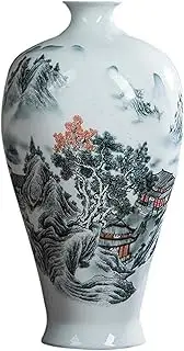 Ceramic Vase Blue and White Porcelain Vase Grave Ceramic Classical High-Grade for Decoration Art Home Household Wedding Living Room Bedroom Office Desktop White