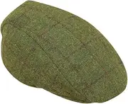[Hoggs of Fife] Waterproof Tweed Cap Olive/Wine One Size OSFA Olive