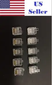 10PCs Amp 6-Wire Modular Phone Line Plugs 6P6C Gold Contacts RJ11,RJ12,RJ14,RJ25