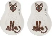 BEBEMOKO 2pcs Cat Design Ceramic Sauce Dipping Dishes Appetizer Plates for Soy Sauce Seasonings and Condiments for Table Settings and Entertaining