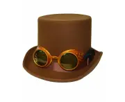 Brown Steampunk Hat with Goggles