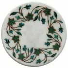 18" White Marble Corner Coffee side Table Top Marquetry Floral Inlay Art