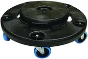 Rubbermaid Commercial 264000BK Brute Round Twist On/Off Dolly, 250lb Capacity, 18dia x 6 5/8h, Black
