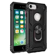 For Apple iPhone 6 Plus /6S Plus Case, Military Grade 360 Degree Rotating Metal Magnetic Ring Car Mount Holder Kickstand Shockproof Heavy Duty Cover (Black)