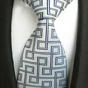 Men's Business tie Leisure Fashion Maze Blue and White Stripes tie