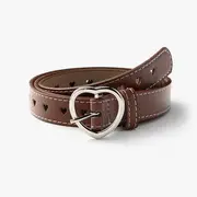 Heart Buckle Belt Camel - One Size