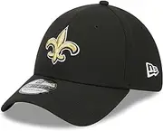 New Era Unisex-Adult NFL 39THIRTY Team Color Primary Primary Logo Stretch Fit Flex Football Cap Hat, New Orleans Saints - Black, Small-Medium