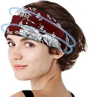 Cooling Headband Cap for Migraine Relief, Face Hot Cold Therapy for Headache Stress Wisdom Teeth Puffy Eyes Surgery Pain, Wearable Body Cooling Products for Outdoor Indoor (red White Flower)