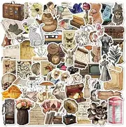 100PSC Vintage Stickers, Aesthetic Retro Journaling Supplies Kit, Cute Cottagecore Scrapbooking Stickers for Adults Teens, Waterproof Vinyl Decals for Planner Junk Journal Paper Water Bottle Laptop