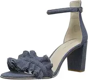 [Kenneth Cole] Women's Langley Ankle Sandal with Ruffle Detail on Front Strap Heeled