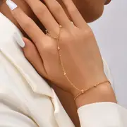 New Arrow Heart Link Chain Ring Connected Bracelets Gold Color Metal Finger Ring Bracelets Hand Harness Fashion Jewelry Women R537-12