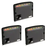 3x Colourhide A4 Zip-It Expanding File Cover Organiser w/ Pen Holder Loop Black