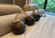 3 Balls Leaves Lamp Wall Lantern Hanging String Coconut Shell Bedroom Light