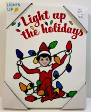 New Christmas Elf on the shelf Scout boy large canvas picture lightup home decor