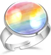 [FVQL] Ring for Women Girls, abstract art pattern colorful, 0.67inch/1.7cm, Glass, glass