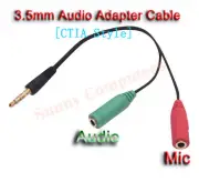 3.5mm AUX Male to Audio Mic Female Splitter Adapter Cable For iPhone 6 6+ 6S 6S+