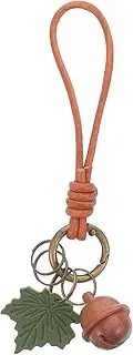 [WESIEVYA] Keychains for Bag: Purse Keyring Holder Car Key Chains - Vintage Charm with Cowhide Rope and Bell Pendant - Hanging Keychain for Backpacks Handbags