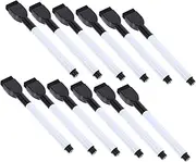 Happyyami Boys and Girls Erasable Markers Set 12pcs Whiteboard Pens Fine Tip Eraser Cap Quick Dry Non-toxic for School