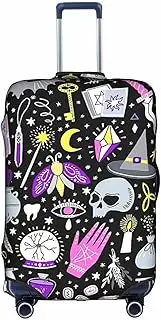 [pvinnk] Magic Witch Witchcraft Bohemian Drawing Print Protective Luggage Cover Elastic Washable Suitcase Travel Gear Protector, White, Large