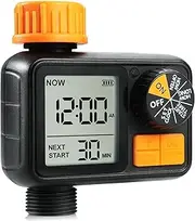PISKOAN Sprinkler Timer, Programmable Garden Outdoor Hose Feature Timer with Rain Delay/Manual/Automatic Watering System for Lawns Pool (1 Outlet)