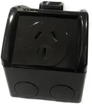 Crown Weatherproof 1 2 3 GPO Power Point Waterproof 10A IP53 Double Black