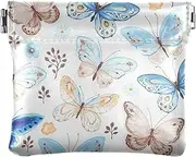 [Joisal] Coin Wallet, Mini Storage Bag, Yellow Sunflowers Black PU Leather Wallet Womens, Kids Change Purse, Butterfly Garden Ivory, one size, Modern