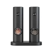 Electric Salt and Pepper Mill Set, Battery Operated Black Pepper Mill with Base, 5 Coarse Levels, Adjustable