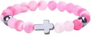 [Pingyongchang] Cross Beads Bracelet Natural Stone Stretch Elastic Bracelet for Women Men Boy Girls Gifts Jewelry
