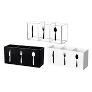 Acrylic Desktop Organizer Box 3 Grid Dining Utensil Holder for Home Outdoor