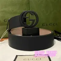 在飛比找蝦皮購物優惠-巴黎二手 GUCCI 互扣式雙G帶扣皮革腰帶 368186 