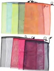 10pcs Multicolor Drawstring Bags: Versatile Mesh Pouches For Gym - Breathable Polyester Fine Mesh Bags For Collecting Toys Travel Sports 15.7" .5"